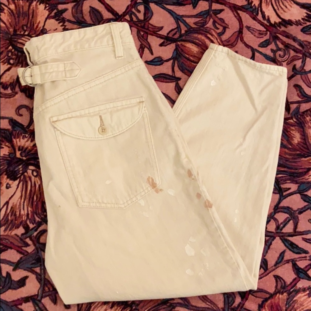 Cream “painted” Free People Jeans